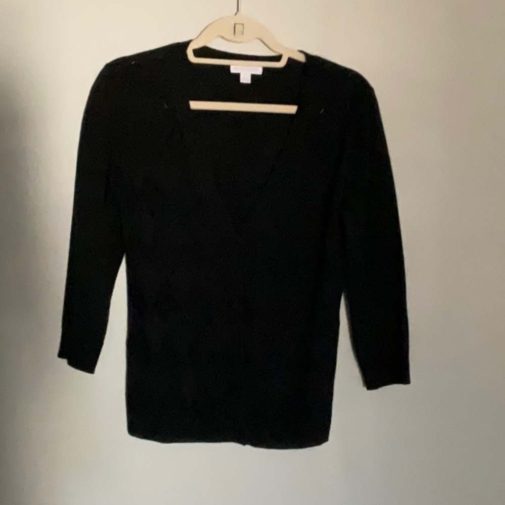 New York & Co black checkered 3/4 sleeve cardigan in size Medium